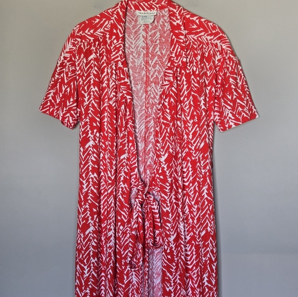 Vintage Diane Von Furstenberg Red & White Patterned Women's Wrap Midi Dress 12 - Picture 10 of 13